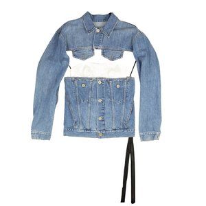 UNRAVEL PROJECT Indigo Snake Bolero Split Denim Jacket Size 42 $1225